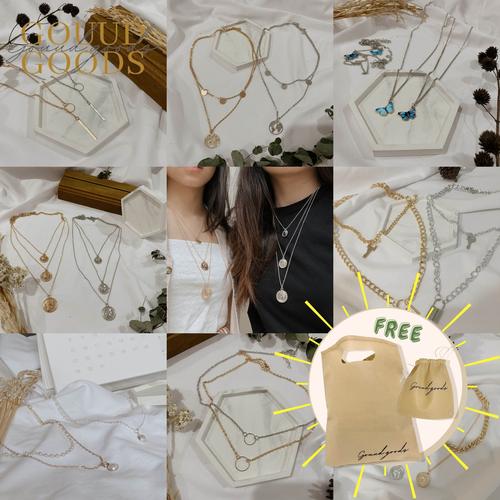 Gambar Kalung Rantai Kalung Aesthetic Layer/Aksesoris Kalung Wanita Korea Gol - 14-round silver dari gouudgoods Kota Surabaya Tokopedia