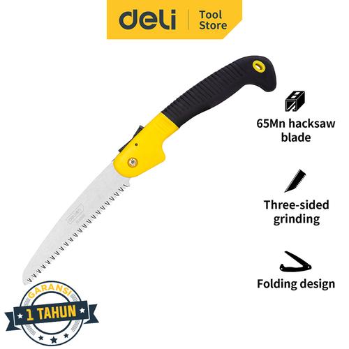 Foto Produk Deli Folding Pruning Saw / Gergaji Dahan Lipat 7 inch Tajam DL6006 dari Deli Tools Official