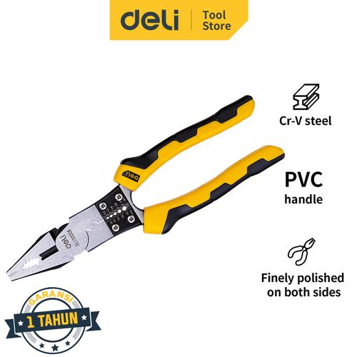 Foto Produk Deli Tang Kombinasi Multifungsi / Plier 8.5 inch Chrome PVC DL100008 dari Deli Tools Official