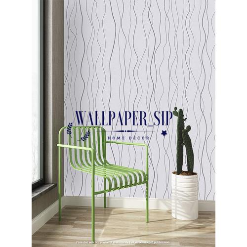 Foto Produk Wallpaper stiker dinding motif garis silver dasar putih dari wallpaper_sip