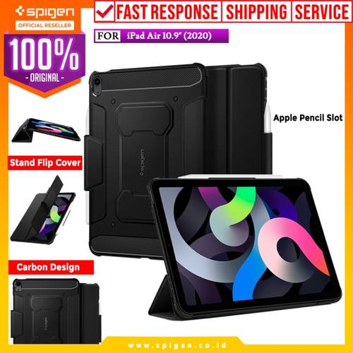 Gambar Case iPad Air 4 10.9" Spigen Rugged Armor Pro Carbon Flip Cover Casing dari Spigen Official Jakarta Barat Tokopedia