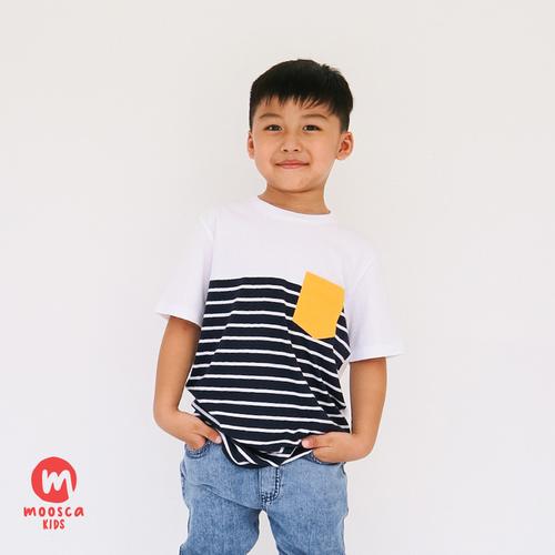 Foto Produk Moosca Kidswear Raven Tee Kaos Anak - Stripe Navy - L dari Moosca Kidswear