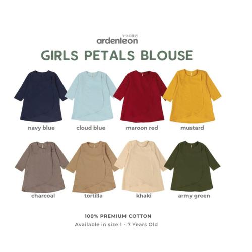Foto Produk Ardenleon - Raya Girls Petals Blouse (Baju Muslim Anak Perempuan) - Navy Blue, 4L (5-6Y) dari Little Dreams Baby Shop