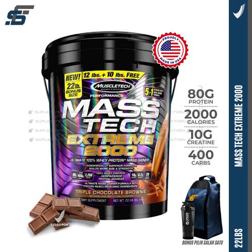 Foto Produk MASSTECH EXTREME 2000 22 LBS MASS TECH MUSCLETECH GAINER FREE SHAKER - CHOCO dari suplemenfactory