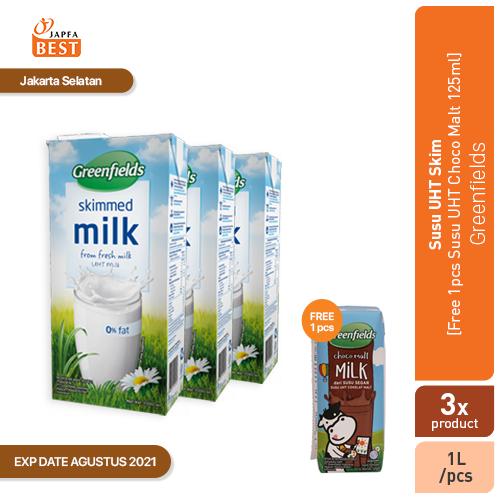 Foto Produk Susu Greenfields UHT Skimmed 3Pcs x 1L FREE Susu UHT Choco Malt 125 ml dari Japfa Best Jakarta