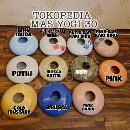 Foto Produk cat bowl keramik/tempat minum kucing keramik lubang tengah - Biru Muda dari mas yogi 30