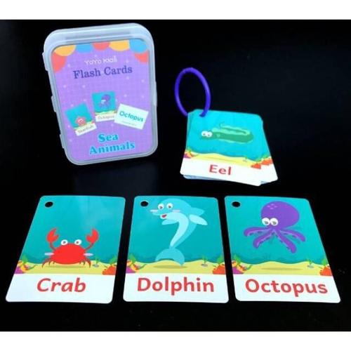 Jual FLASHCARD RING KARTU BELAJAR ALPHABET ANGKA WARNA BENTUK - SEA ...