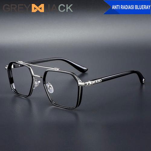 Foto Produk Grey Jack Kacamata Anti blueray TR90 metal Retro design unisex FA0039 - black dari Grey Jack
