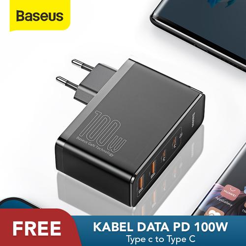 Foto Produk KEPALA CHARGER BASEUS 100W GAN2 PRO FAST CHARGER 4.0 3.0 PD TYPE C - Hitam dari Baseus Official Store
