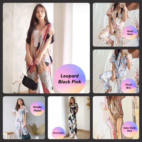 Foto Produk Setelan Piyama Wanita HomeWear One Set Trendy Bisa Untuk Outfit Jalan - LeopardBlackPin dari DjiehanClothing