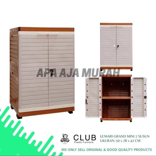 Gambar LEMARI PLASTIK CLUB GRAND MINI CABINET 2 SUSUN RAK MOTIF KAYU - DENGAN KUNCI dari apaajamurah888 Jakarta Timur Tokopedia
