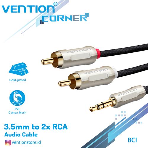 Foto Produk Vention BCI Kabel Audio Aux 3.5 Male To 2 RCA Male Braided Zinc Alloy - BCIBG dari VENTION by SinsheTekno