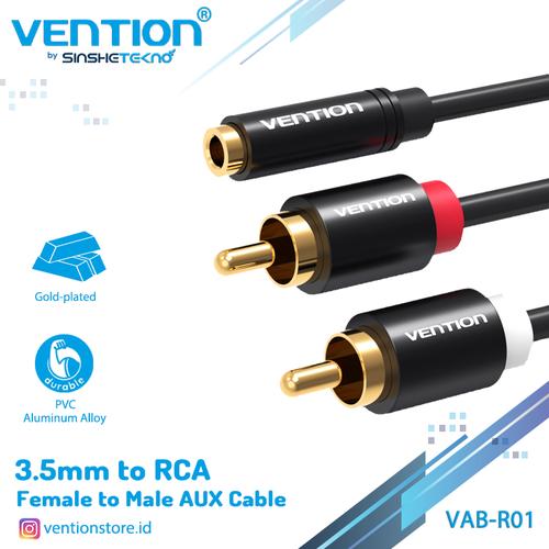 Gambar Vention R01 Kabel Aux 3.5mm Female To 2 RCA Male Stereo Gold Plated - 1.5m dari Vention Authorized Store Tokopedia