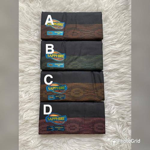 Foto Produk Sarung tenun shappire premium hitam tumpal perlengkapan sholat pria - A dari Bunga Andjani