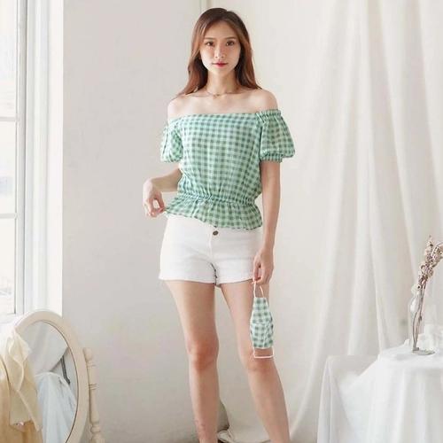 Jual Baju sabrina terbaru baju pantai sabrina terbaru 2021 - Hijau