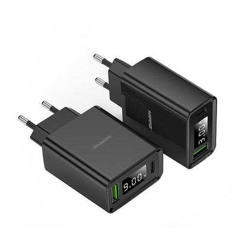 Foto Produk Hippo Turbo Adaptor Charger Quick Charge 4 PD18W VOOC With Digital LED - Hitam dari Hippo Elite