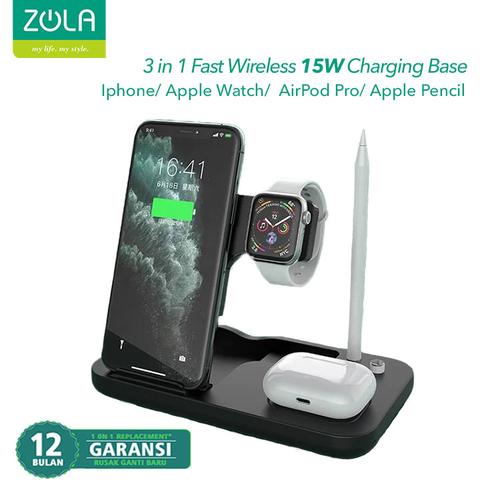 Foto Produk Zola 4 IN 1 Fast Wireless Charger 15W Pad Dock For Airpods & Iwatch dari Zola Indonesia