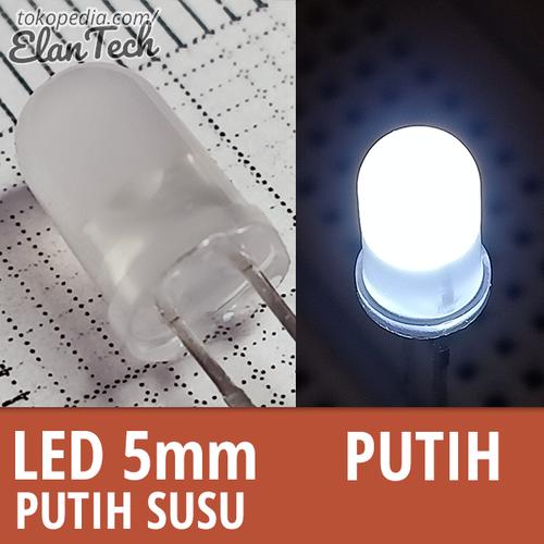 Jual LED 5mm Putih Susu nyala Putih Lampu 5 mm White Butek Elantech