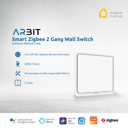 Foto Produk ARBIT Smart Home ZigBee Wall Switch 2 Gang Without Neutral line TUYA dari ARBIT Official Store