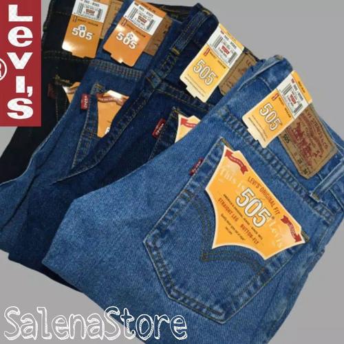 Foto Produk CELANA JEANS STRAIGHT STANDAR PANJANG PRIA/CELANA JEANS LEVI'S 505 REG - Hitam, 33 dari Kampung Jeans