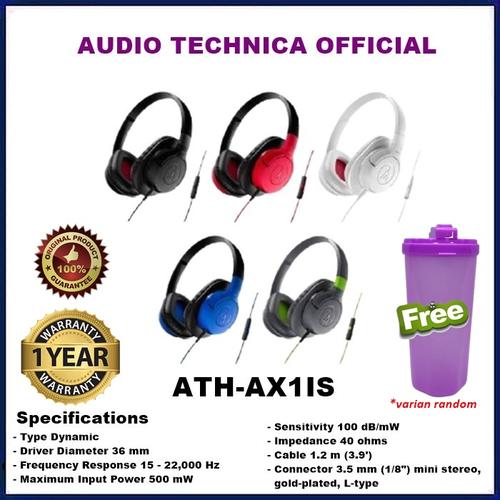 Foto Produk Audio Technica ATH-AX1IS Sonic Fuel Headphone Headset AX1 IS AX 1 IS - Biru dari Official Brands