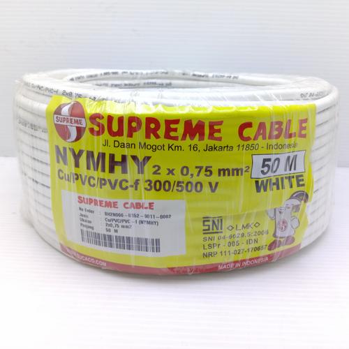 Foto Produk SUPREME NYMHY NYYHY 2x0.75mm Roll 50M Putih Hitam Kabel Serabut isi 2 dari ElectricalMART ID