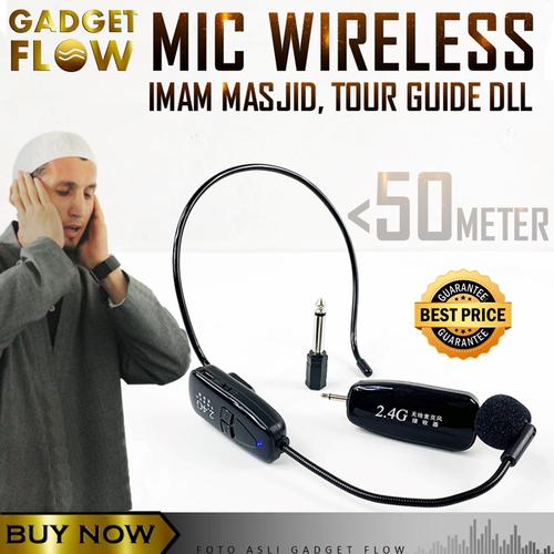 Foto Produk Mikrofon Mic Clip On Wireless 2.4G Presentasi Tur Imam Masjid Musholla dari Gadget Flow