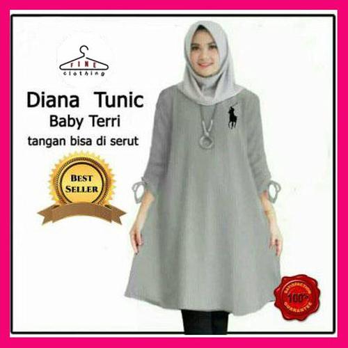 Foto Produk Diana Tunic, baju atasan wanita muslim jumbo, blouse tunic bigsize - Abu-abu, L dari Absolute Price