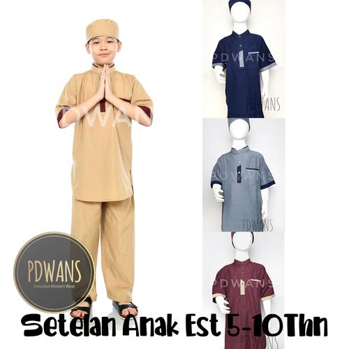 Foto Produk Setelan Pakistan Pendek Koko Anak Seri Katun Polos by PDWANS - Maroon, M dari PDWANS Official Store