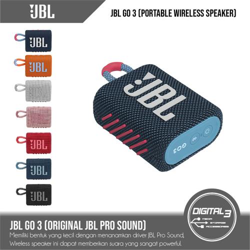 Foto Produk JBL GO 3 Bluetooth Wireless Speaker Waterproof IP67 GO3 Original - Biru Pink dari digital 3