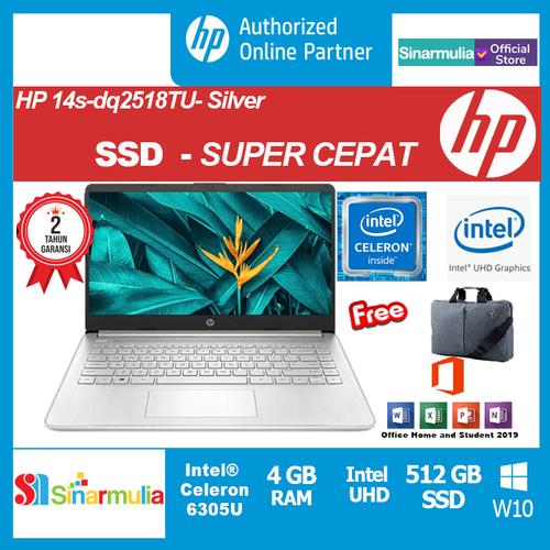 Foto Produk HP 14s-dq2518TU Celeron 6305U 512GB SSD 4GB Intel UHD Win10+OHS - Silver dari Sinarmulia Sukses Makmur