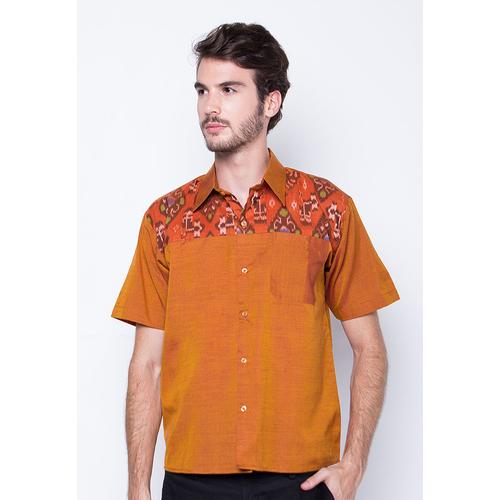 Jual Kemeja Batik dan Tenun Pria Lengan Pendek Gio Set Brown M Kota