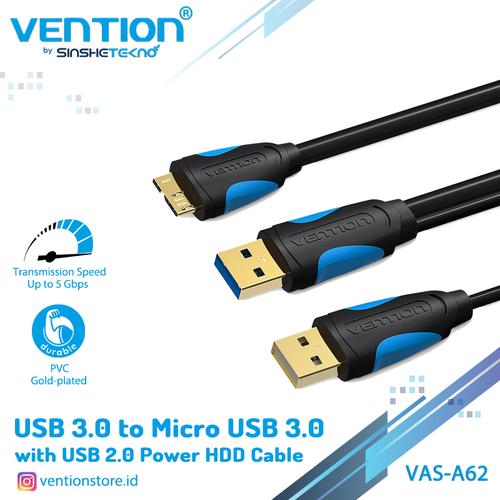 Foto Produk Vention Kabel Data HDD External Micro Am USB 3.0 with USB Power - A62, 1m dari VENTION by SinsheTekno