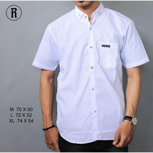 Foto Produk kemeja hitam polos pria - kemeja katun lengan pendek - Putih, M dari slowzer daily wear