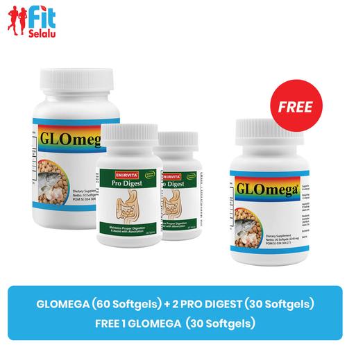 Gambar GLOmega 60 softgel + ( 2 Pack Enervita Pro Digest 30 Tablet ) dari Fit Selalu Jakarta Barat Tokopedia