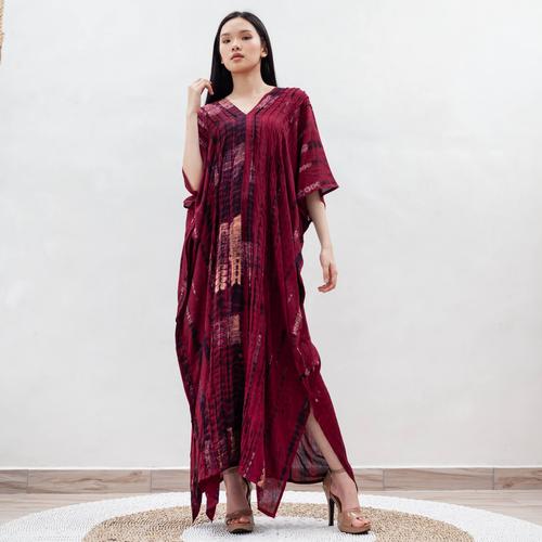 Foto Produk Thalisa Kaftan Maroon - Nyaman Rayon Premium Merah dari Heart Beads Official