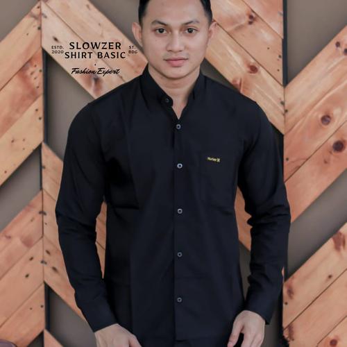 Foto Produk kemeja putih polos pria lengan panjang premium - kemeja polos pria - Hitam, M dari pusat grosir kemeja bandung