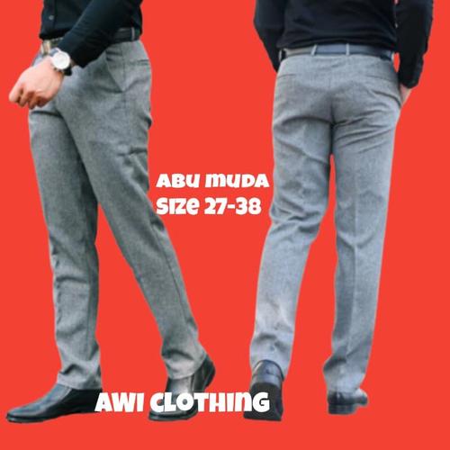 Foto Produk Celana bahan | kain | Formal kantor | slim fit | pria size 27-38 - abu muda, 29 dari AWI clothing store