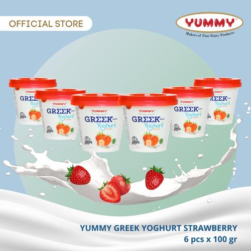 Foto Produk Yummy Greek Yoghurt Strawberry 6 x 100g dari YUMMY Dairy