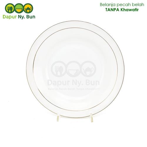 Foto Produk Piring Putih List Emas / Ukuran 22,5cm / Piring Makan 9" dari Dapur Ny.Bun