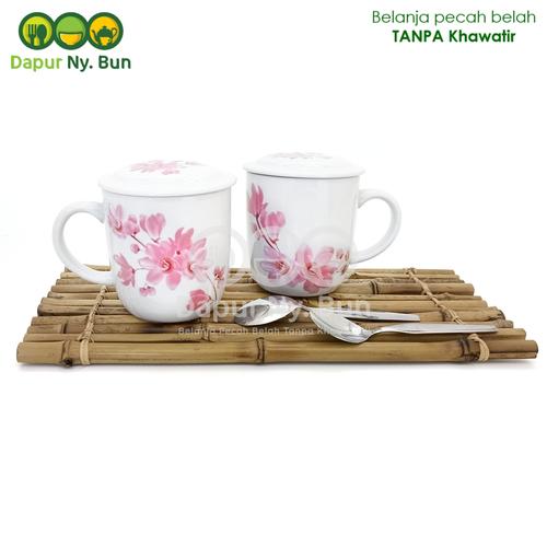 Foto Produk Zetta Couple Gelas+Tutup+Sendok/Cangkir Kopi Teh Set Isi 2/Mug Cantik dari Dapur Ny.Bun