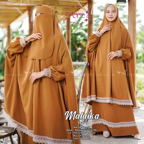 NEW MALAIKA SYARI PAKAIAN WANITA MUSLIM TERBARU GAMIS ORI QIARA BLACK di  Nalla Fashion Tokopedia