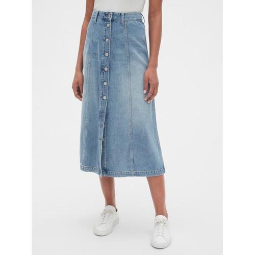 denim midi skirt