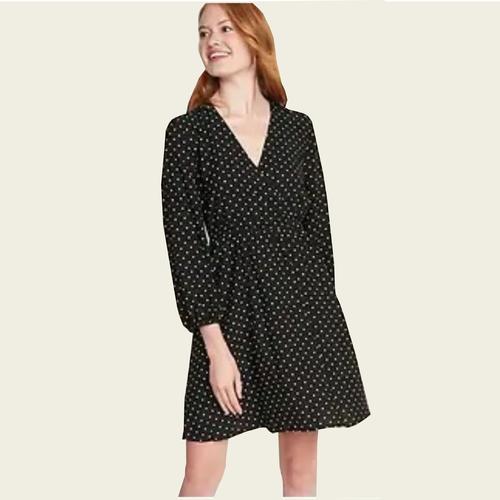 Jual 1441001 OND Vneck Dress Black dot 