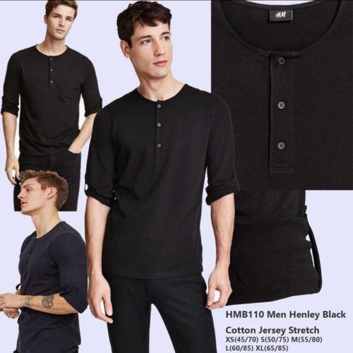 Jual kaos lengan panjang henley h\u0026m hnm 