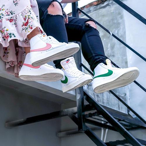 green and pink nike blazers