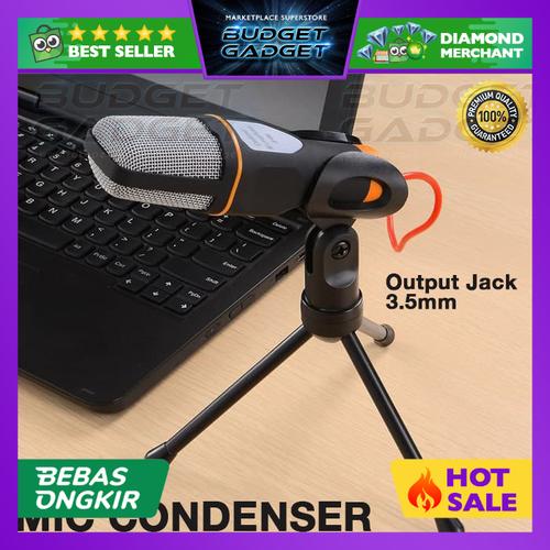 Foto Produk Condenser Singing Karaoke Microphone Mic 3.5mm PC Laptop SMULE SF666 - Hitam dari BudgetGadget