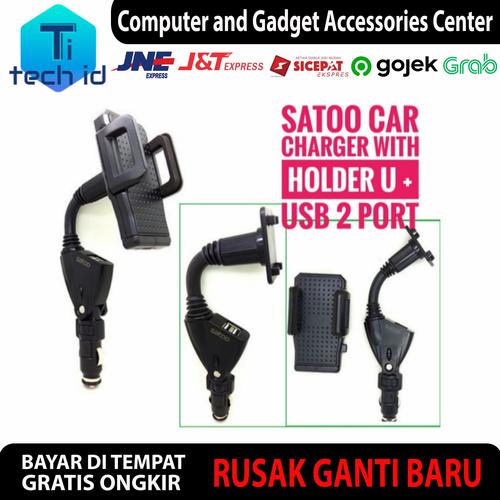 Foto Produk Satoo Car Charger 2 Port USB With Phone Holder charger mobil dari tech_id