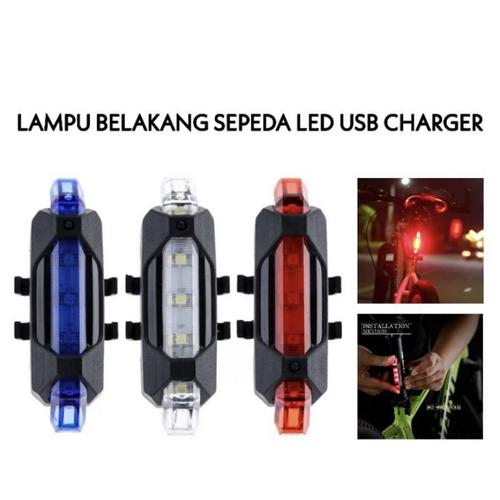 Foto Produk Lampu belakang Sepeda LED Rechargeable USB bicycle light - Putih dari Staven