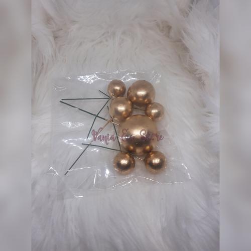 Foto Produk Topper Cake Bentuk Bola Silver Emas Mix Dekorasi Kue - GOLD dari Vania ES Store